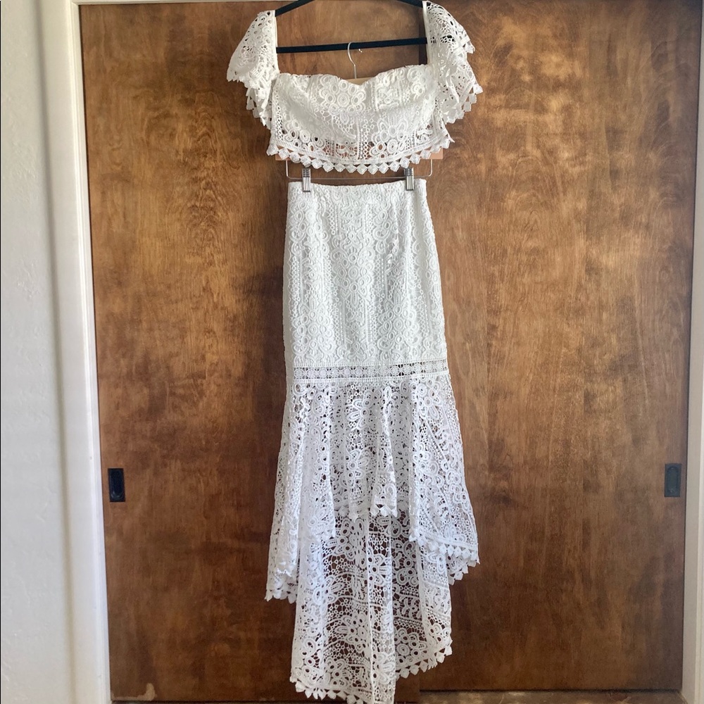 White Lace two piece bridal/shower dress set